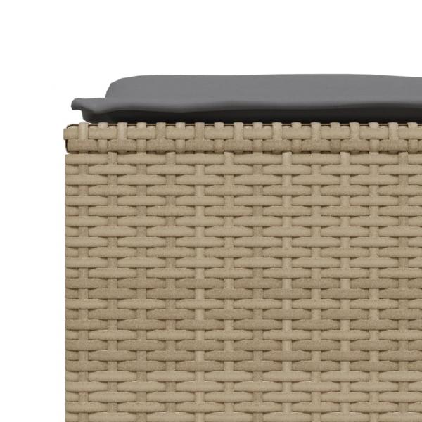 Gartenhocker mit Kissen 4 Stk. Beige Poly Rattan