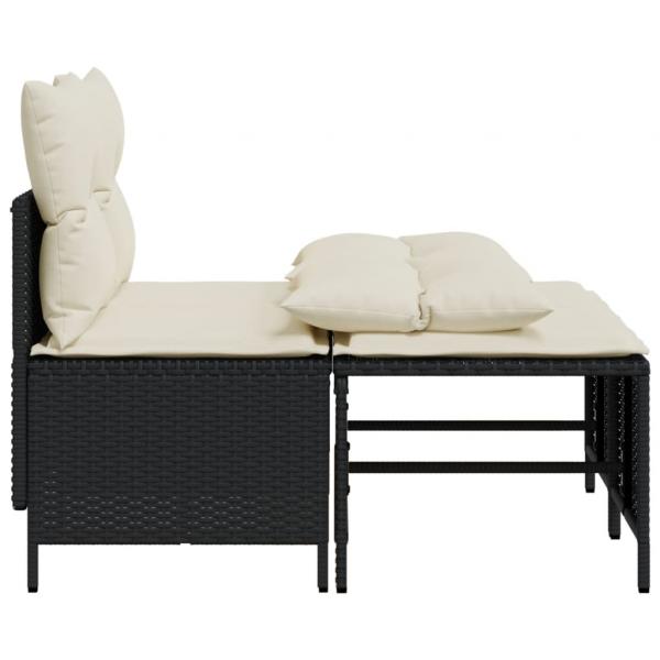 4-tlg. Garten-Sofagarnitur mit Kissen Schwarz Poly Rattan