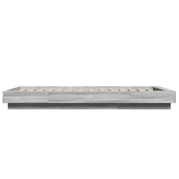 Bettgestell mit LED Grau Sonoma 75x190 cm Holzwerkstoff