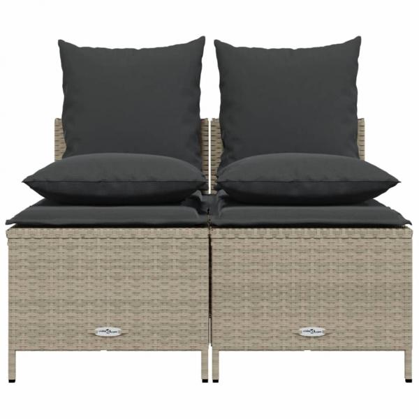 4-tlg. Garten-Sofagarnitur mit Kissen Hellgrau Poly Rattan