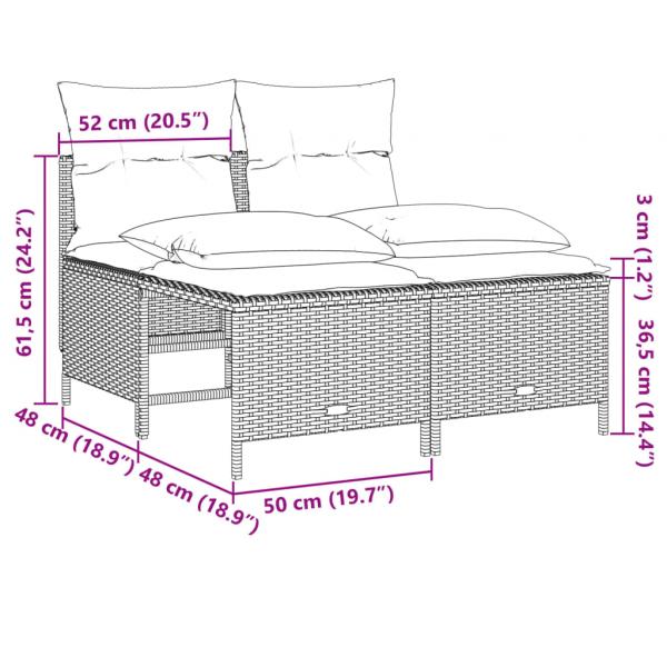 4-tlg. Garten-Sofagarnitur mit Kissen Braun Poly Rattan