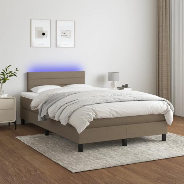 Boxspringbett mit Matratze & LED Taupe 120x190 cm Stoff