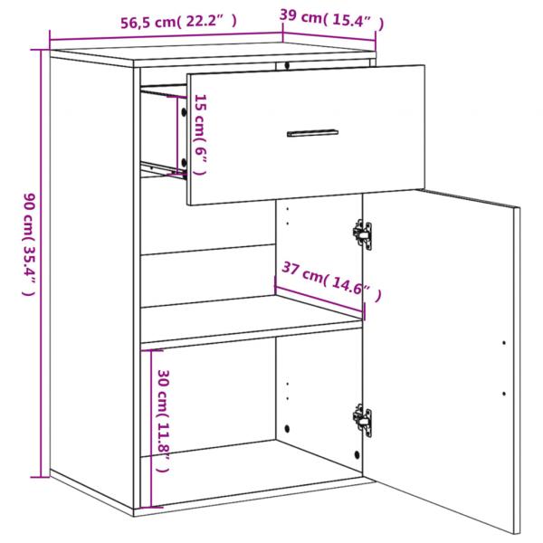 Beistellschrank Grau Sonoma 56,5x39x90 cm Holzwerkstoff