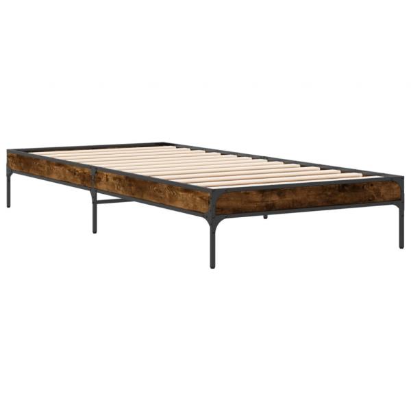 Bettgestell Räuchereiche 90x190 cm Holzwerkstoff und Metall