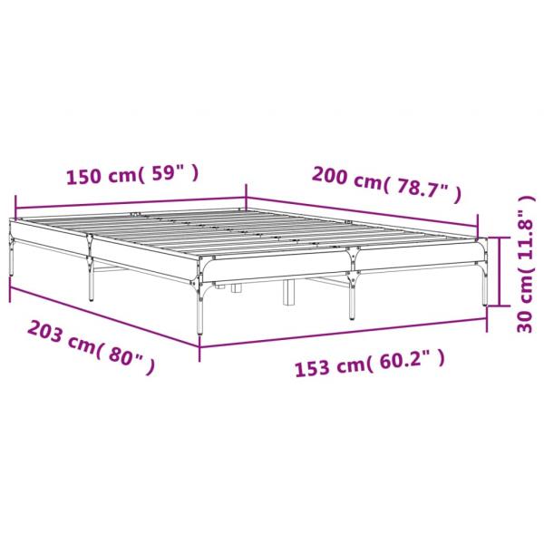 Bettgestell Räuchereiche 150x200 cm Holzwerkstoff und Metall