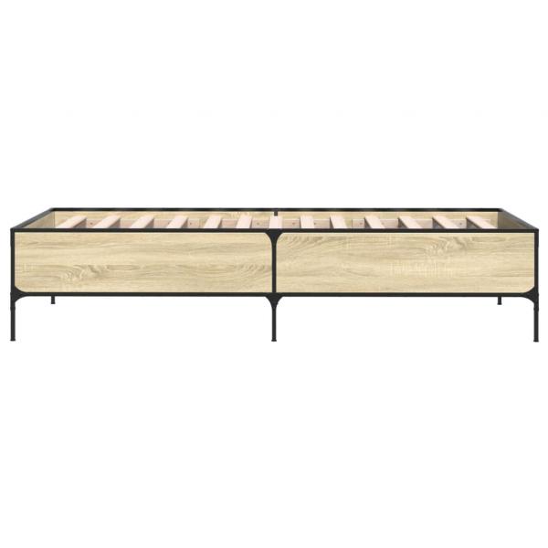 Bettgestell Sonoma-Eiche 90x200 cm Holzwerkstoff und Metall