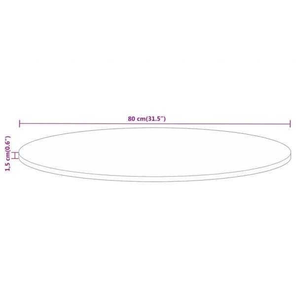 Tischplatte Ø 80x1,5 cm Rund Altholz Massiv