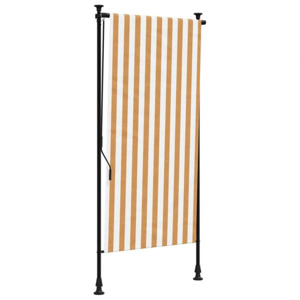 Außenrollo Orange und Weiß 100x270 cm Stoff und Stahl