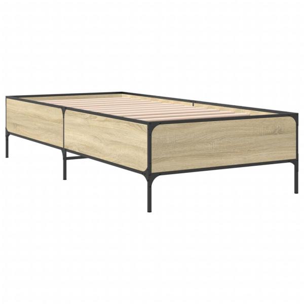 Bettgestell Sonoma-Eiche 75x190 cm Holzwerkstoff und Metall