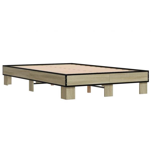 Bettgestell Sonoma-Eiche 135x190 cm Holzwerkstoff und Metall