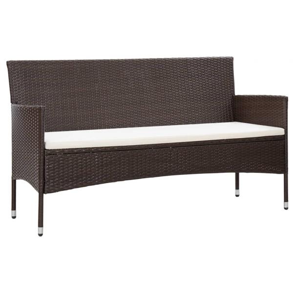 ARDEBO.de - Gartensofa 3-Sitzer mit Kissen Braun Poly Rattan