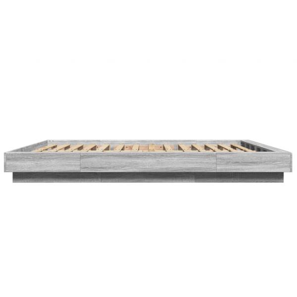 Bettgestell mit LED Grau Sonoma 160x200 cm Holzwerkstoff