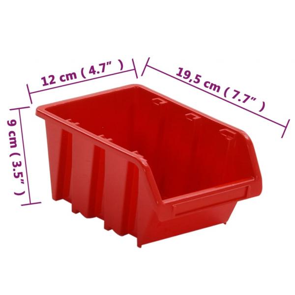 30-tlg Stapelboxen-Wandregal Rot & Schwarz 77x39cm Polypropylen