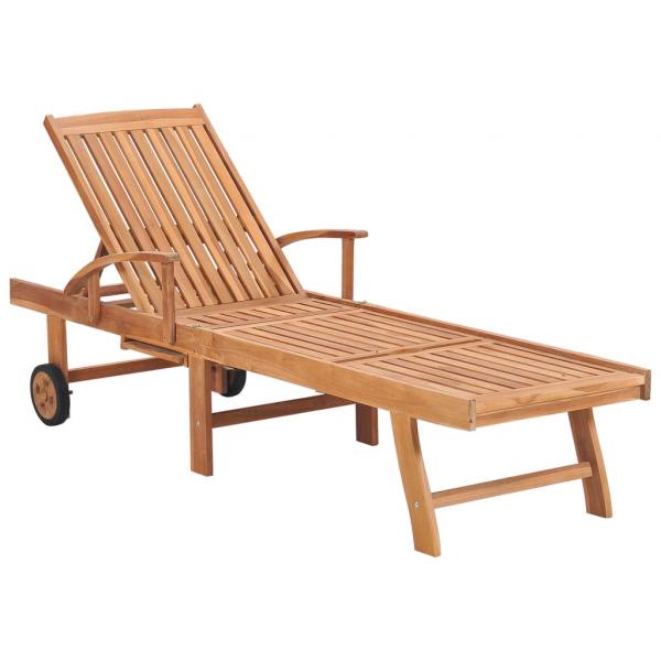 ARDEBO.de - Sonnenliegen 2 Stk. mit Tisch und Auflagen Massivholz Teak