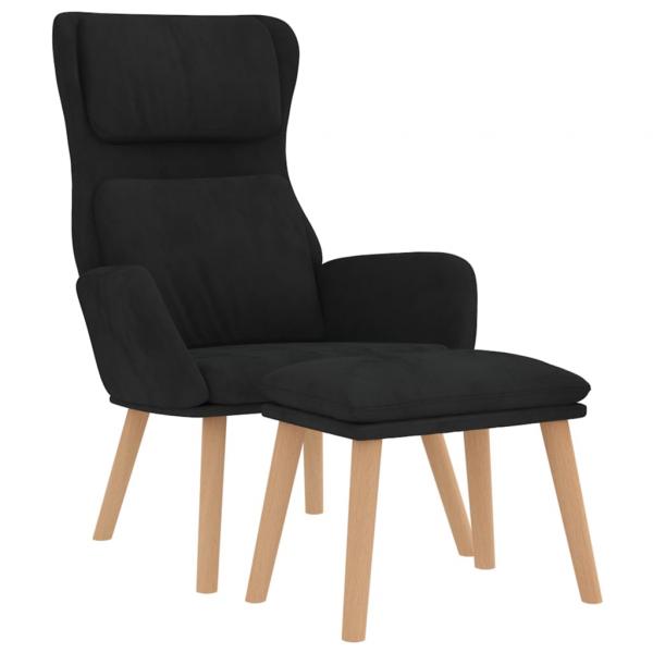 Relaxsessel mit Hocker Schwarz Samt