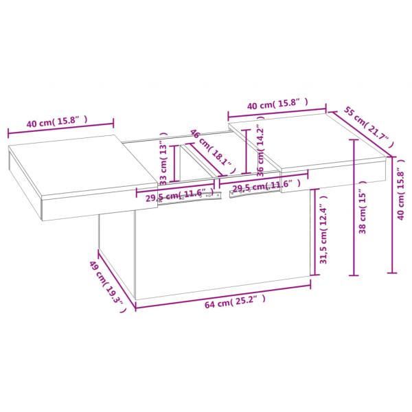 Couchtisch Grau Sonoma 80x55x40 cm Holzwerkstoff