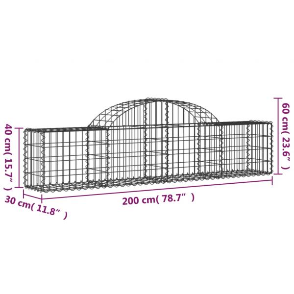 Gabionen mit Hochbogen 7 Stk. 200x30x40/60 cm Verzinktes Eisen