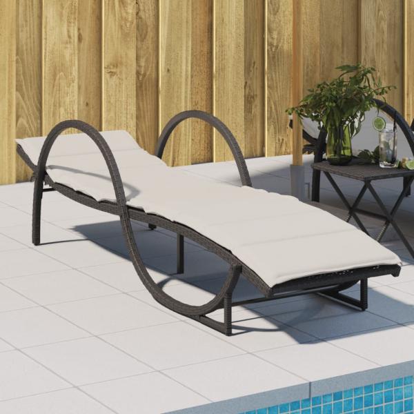 ARDEBO.de - Sonnenliege mit Auflage Schwarz 60x199x42 cm Poly Rattan