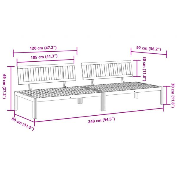 Garten-Mittelsofas aus Paletten 2 Stk. Massivholz Akazie