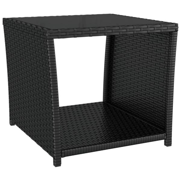 3-tlg. Garten-Essgruppe mit Kissen Schwarz Poly Rattan