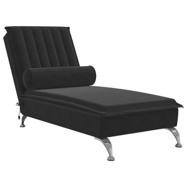 ARDEBO.de - Massage-Chaiselongue mit Nackenrolle Schwarz Samt