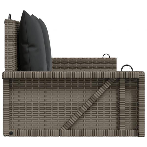 Hängebank mit Kissen Grau 119x56x48 cm Poly Rattan