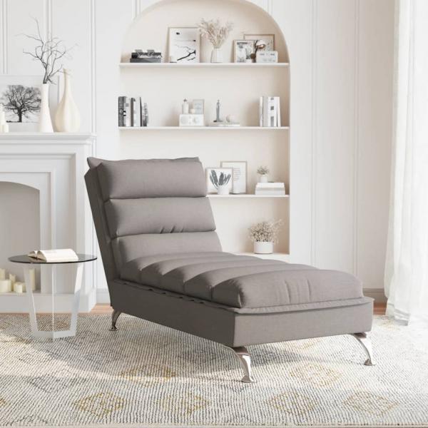 Chaiselongue mit Kissen Taupe Stoff