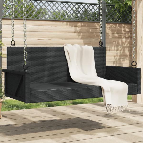 ARDEBO.de - Hängebank Schwarz 119x56x48 cm Poly Rattan