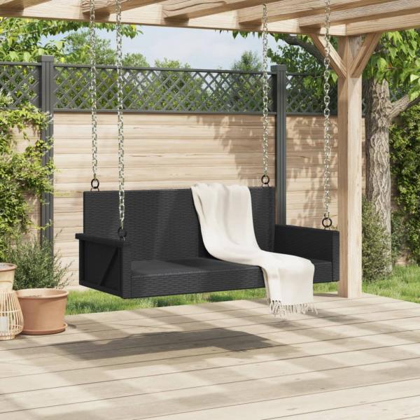 Hängebank Schwarz 119x56x48 cm Poly Rattan