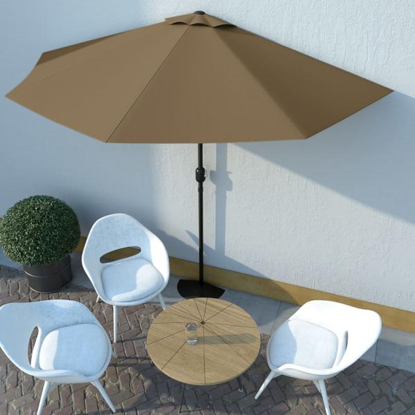 ARDEBO.de - Balkon-Sonnenschirm mit Alu-Mast Taupe 300x155 cm Halbrund