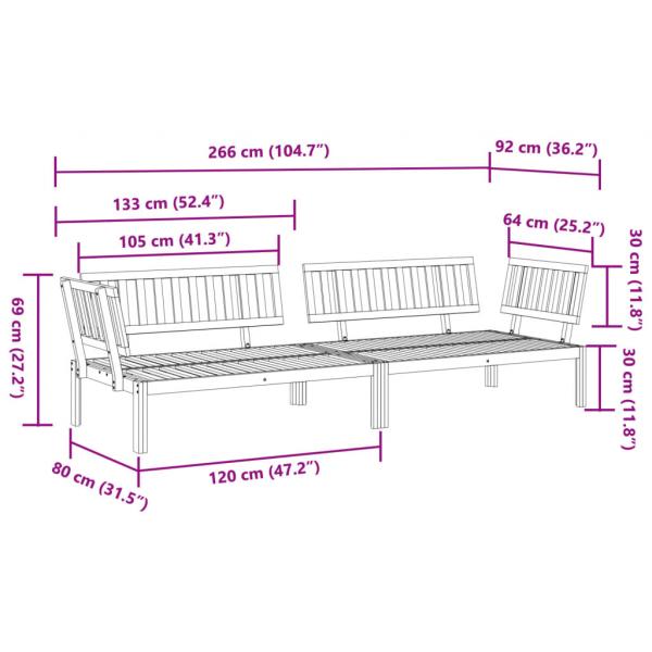 Garten-Ecksofas aus Paletten 2 Stk. Massivholz Akazie