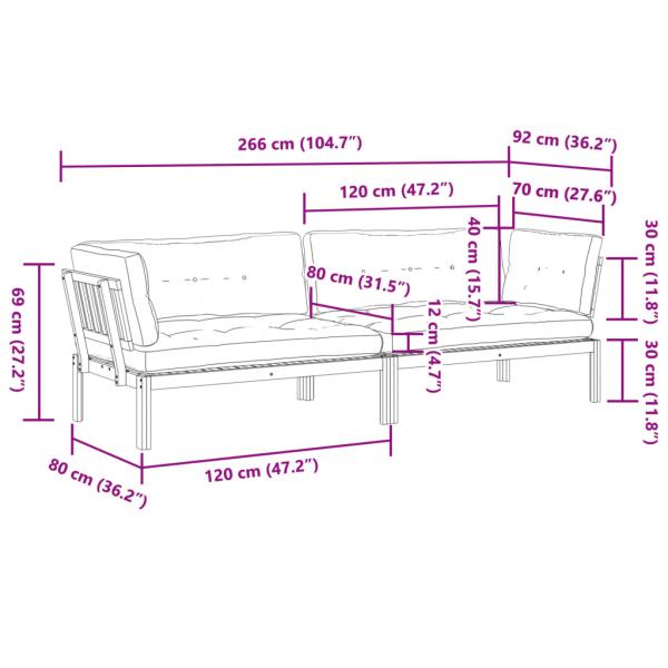 Garten-Ecksofas aus Paletten 2 Stk mit Kissen Massivholz Akazie