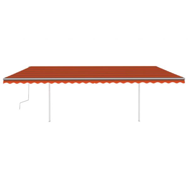 Markise Manuell Einziehbar mit LED 6x3,5 m Orange und Braun