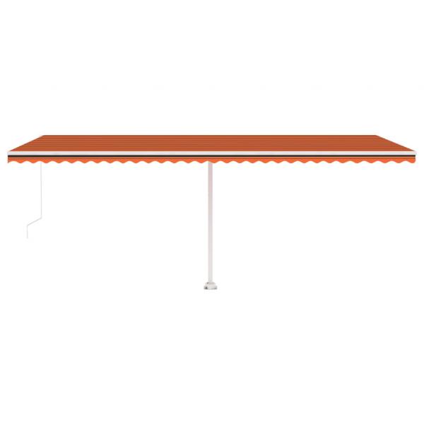 Markise Manuell Einziehbar mit LED 600x300 cm Orange Braun