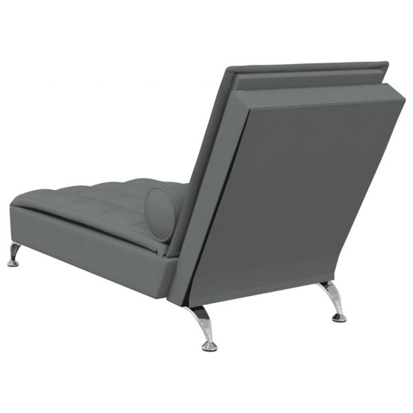 Massage-Chaiselongue mit Nackenrolle Dunkelgrau Stoff