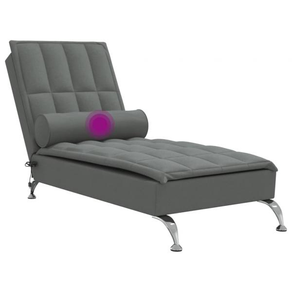 Massage-Chaiselongue mit Nackenrolle Dunkelgrau Stoff