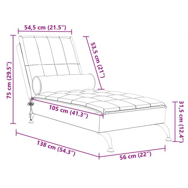 Massage-Chaiselongue mit Nackenrolle Dunkelgrau Stoff