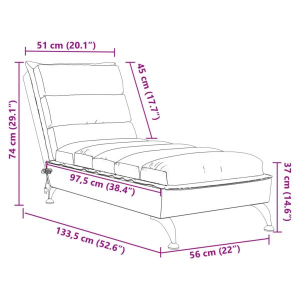 Massage-Chaiselongue mit Kissen Braun Stoff