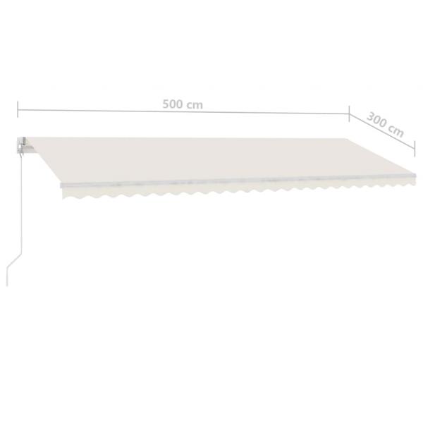 Markise Manuell Einziehbar mit LED 500x300 cm Creme