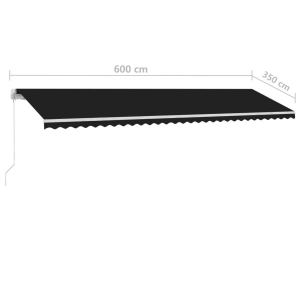 Markise Manuell Einziehbar mit LED 600x350 cm Anthrazit