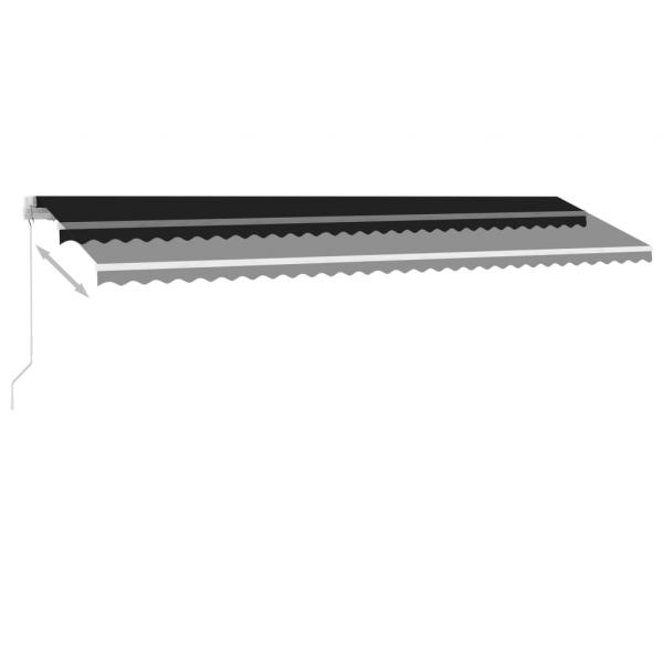 Markise Manuell Einziehbar mit LED 600x350 cm Anthrazit