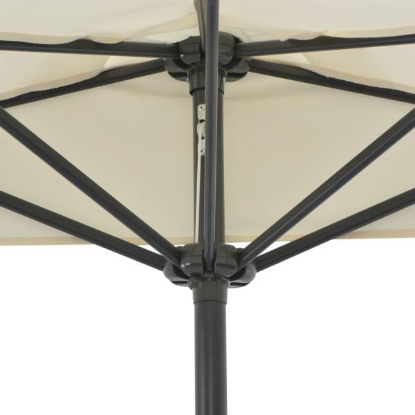 Balkon-Sonnenschirm mit Alu-Mast Sandfarben 270x144 cm Halbrund