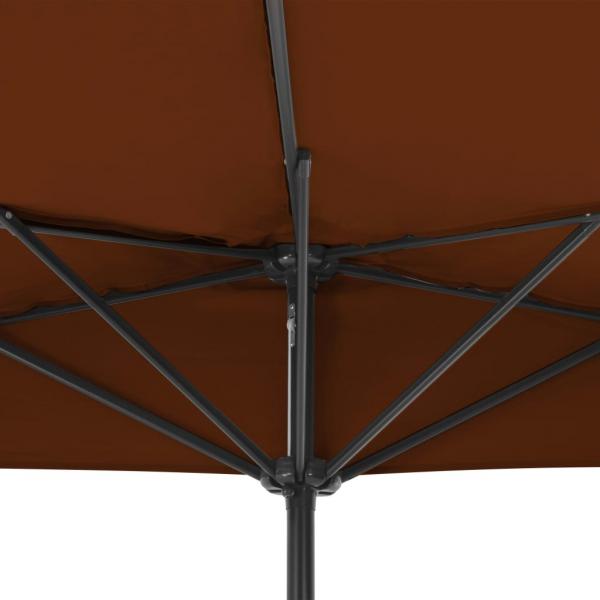 Balkon-Sonnenschirm Alu-Mast Terrakotta 300x155x223cm Halbrund