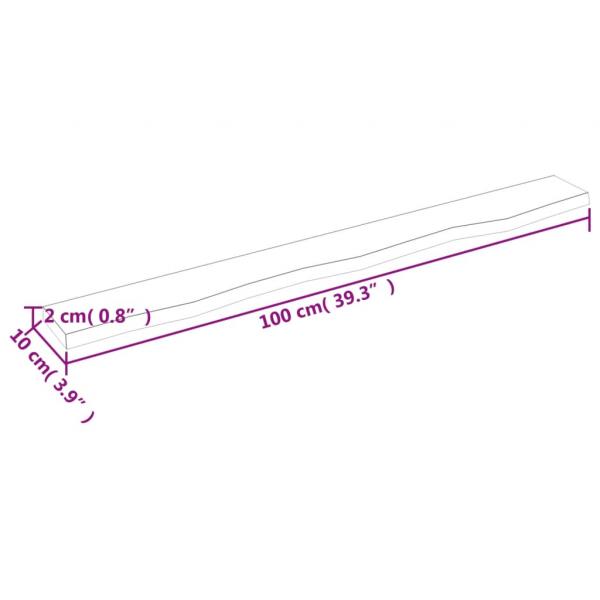 Wandregal Hellbraun 100x10x2 cm Massivholz Eiche Behandelt