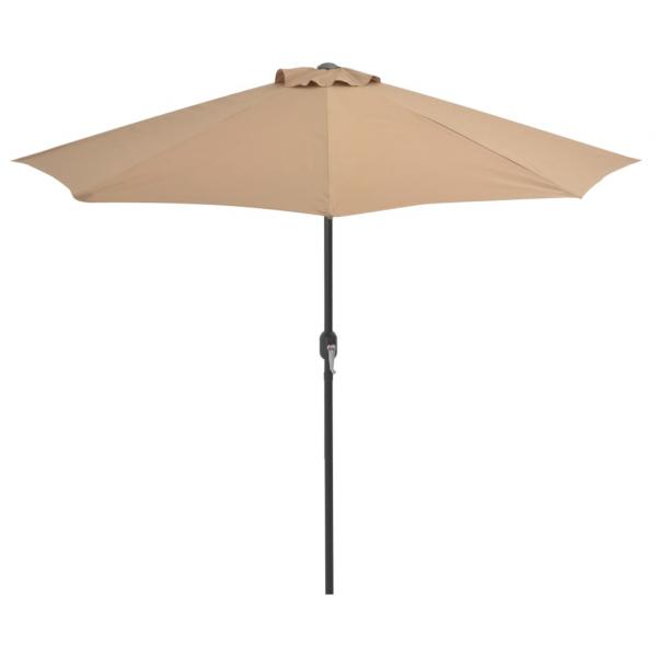 Balkon-Sonnenschirm mit Alu-Mast Taupe 270x144 cm Halbrund