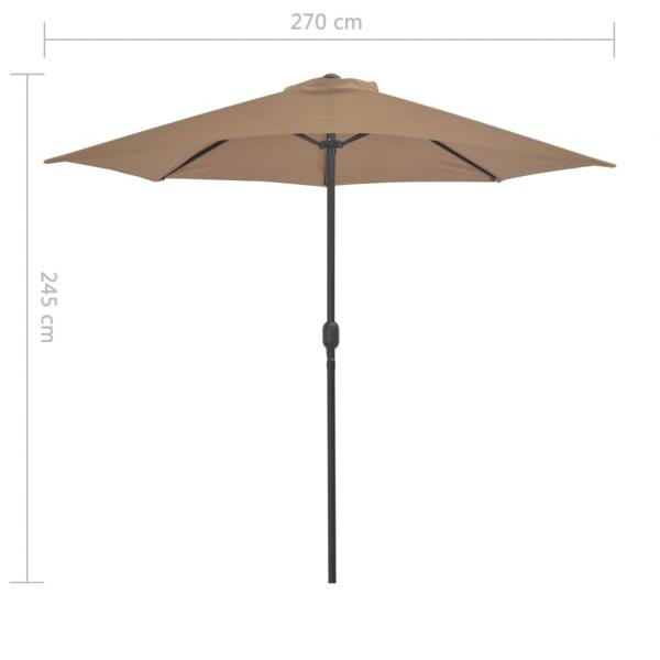 Balkon-Sonnenschirm mit Alu-Mast Taupe 270x144 cm Halbrund