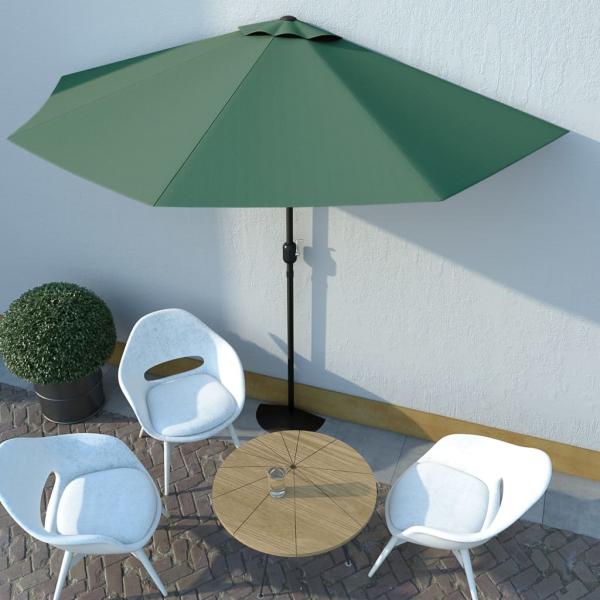 ARDEBO.de - Balkon-Sonnenschirm mit Alu-Mast Grün 300x155 cm Halbrund