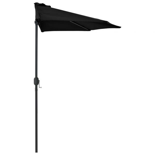 Balkon-Sonnenschirm Alu-Mast Schwarz 270x144x222cm Halbrund