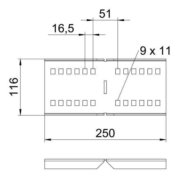 OBO Bettermann WRWVK 110 Winkelverbinder für Weitspann-System, 110x250mm, Stahl, bandverzinkt (6091377)