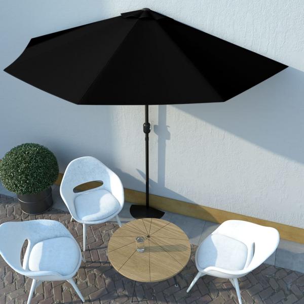 ARDEBO.de - Balkon-Sonnenschirm Alu-Mast Schwarz 300x155x223cm Halbrund